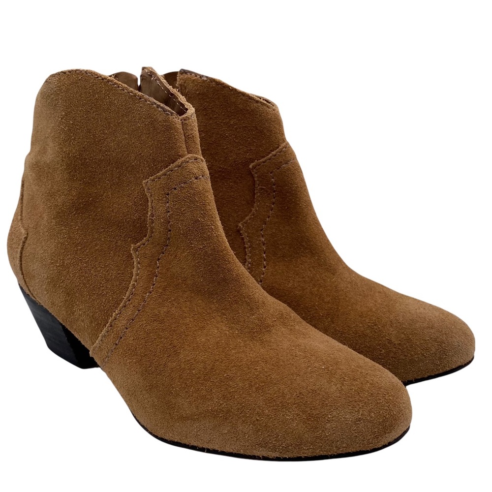 Schutz Abiha Tan Suede Leather Zip Block Heel Western Boot Bootie Size 6 - Picture 5 of 11